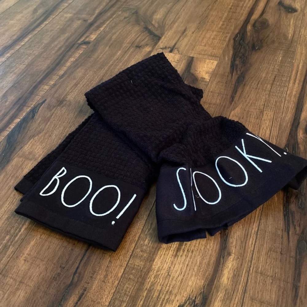 Rae dunn boo spooky dishtowels black
